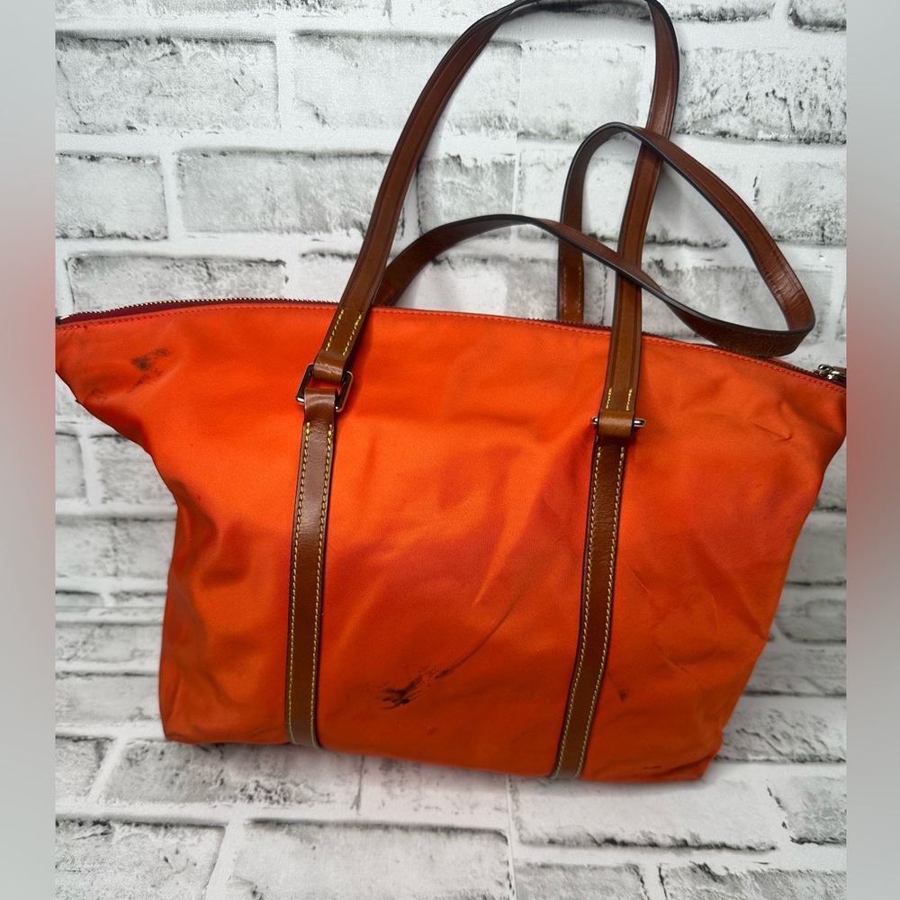 Dooney & Bourke Orange and Brown Tote Bag - Picture 3 of 9